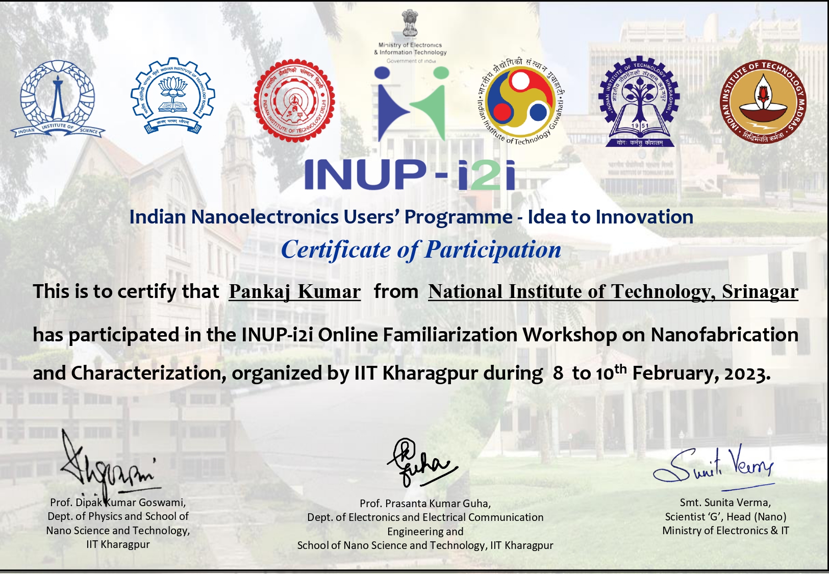 Indain nano user programme Certificate